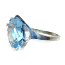 Load image into Gallery viewer, Oval Cut Blue Topaz Ring in 14k White Gold
