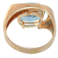 Load image into Gallery viewer, Oval Cut Blue Topaz Ring in 14k Yellow Gold Diamond Accent Free Form
