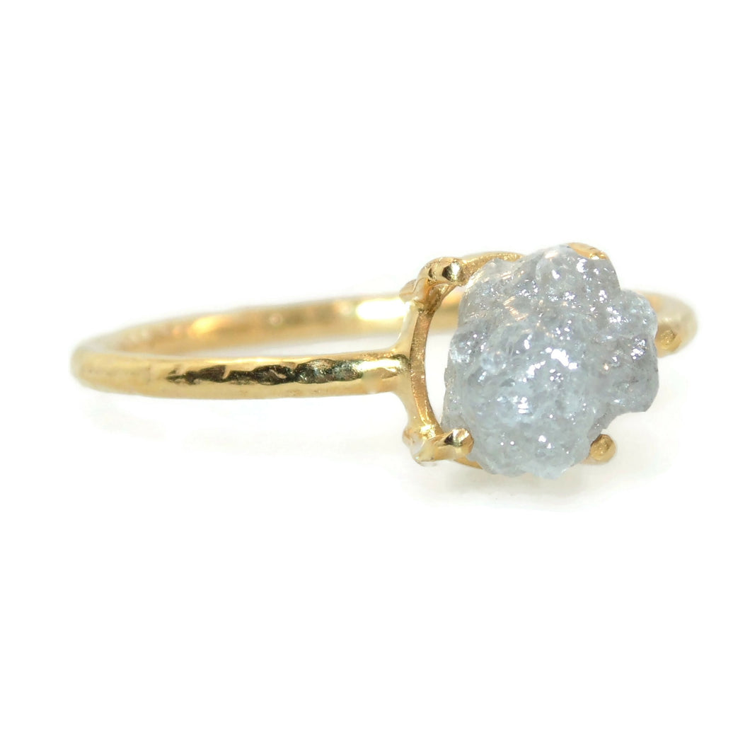 Raw Rough Diamond Ring in 14k Yellow Gold