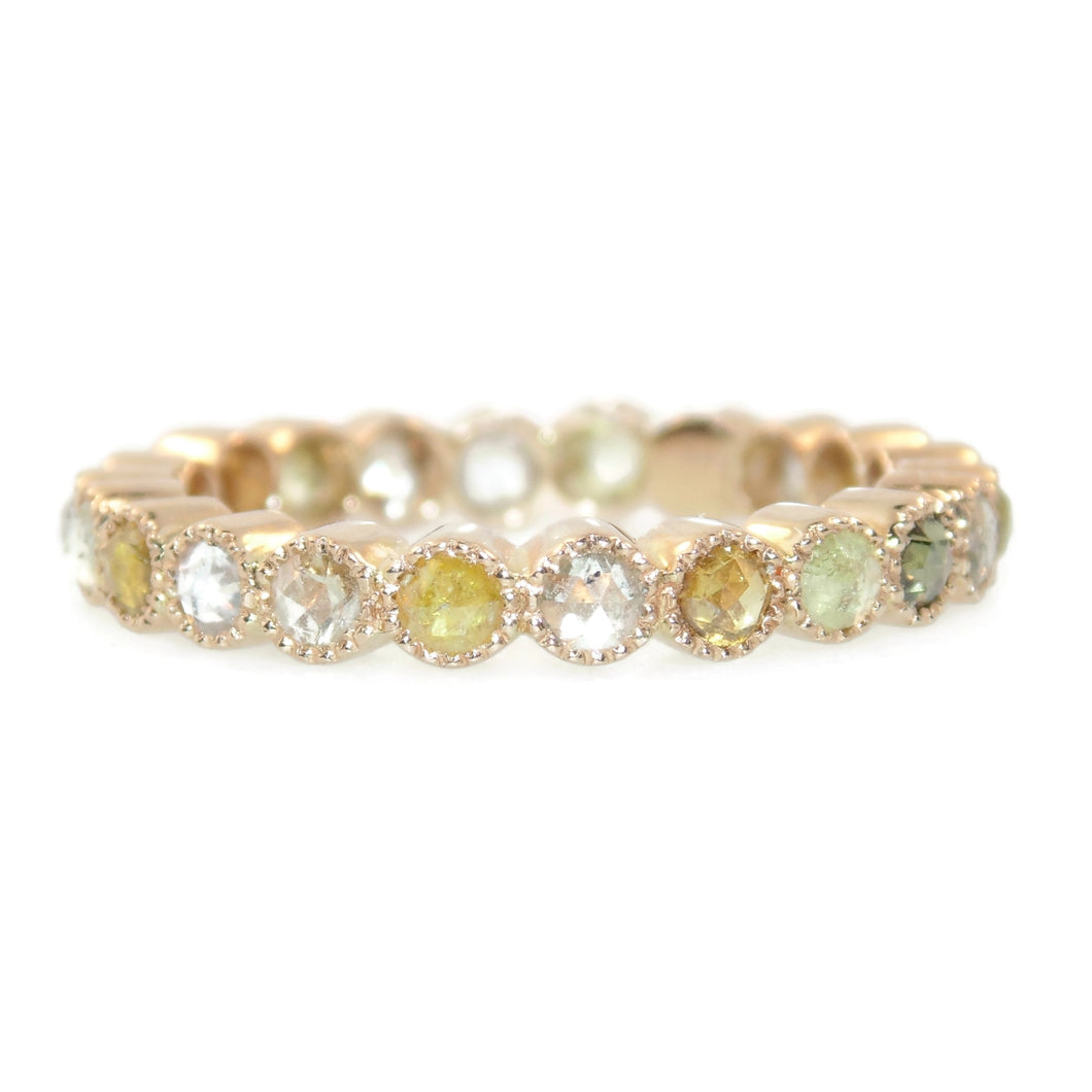 Champagne Yellow Brown Diamond Eternity Ring in 14k Yellow Gold