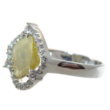Load image into Gallery viewer, Slice Yellow Diamond Ring in Diamond Halo 14k White Gold
