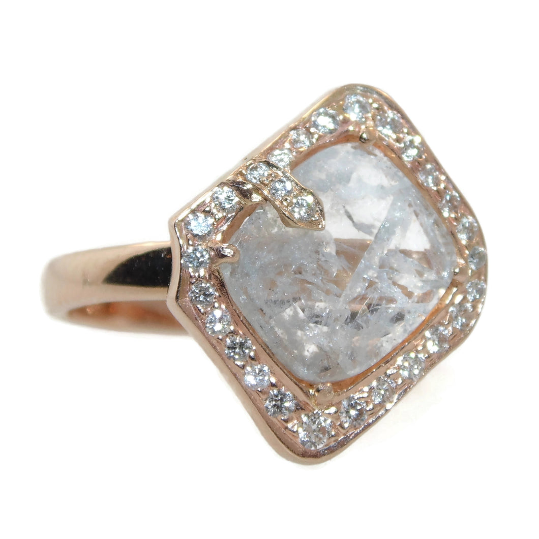 Custom-Made Slice Diamond Ring in 14k Rose Gold