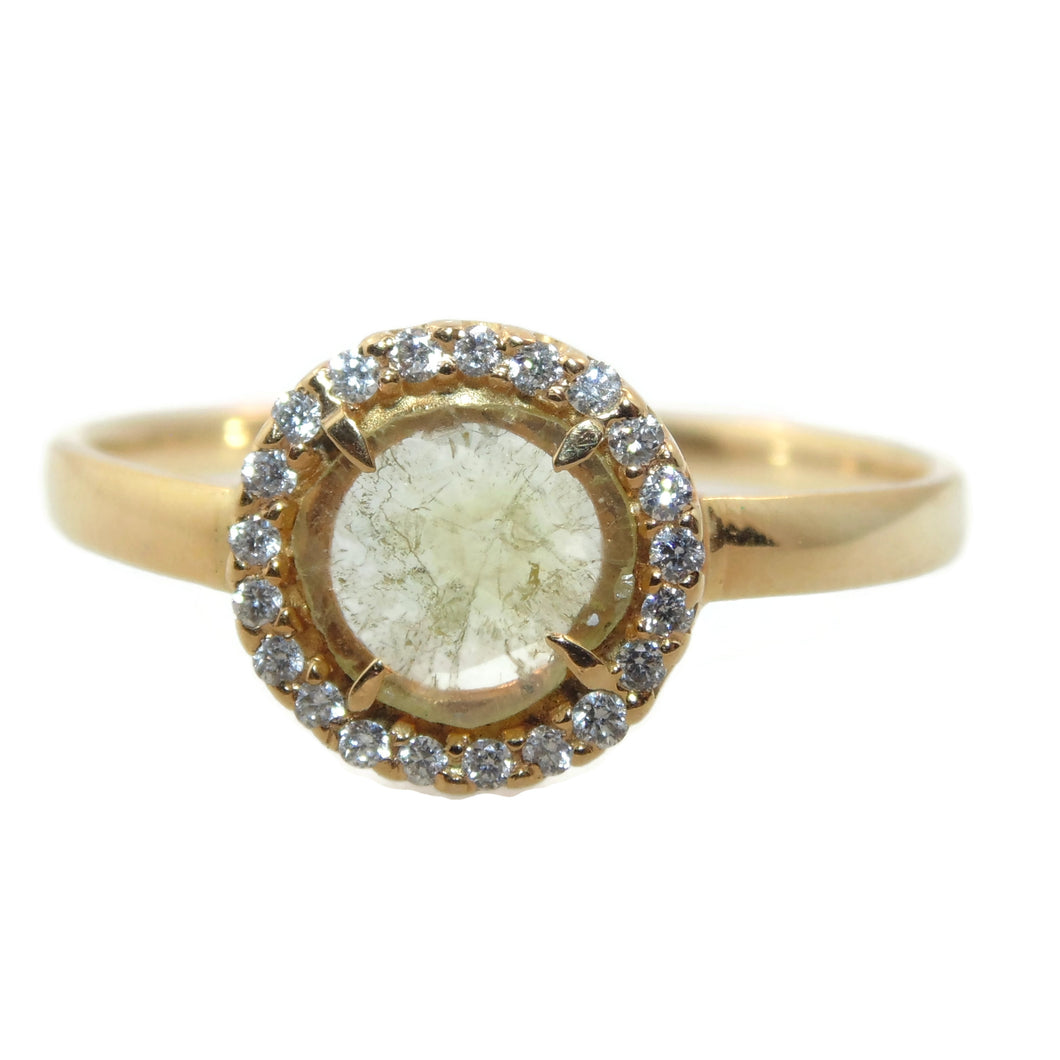 Round Shape Yellow Slice Diamond Ring in 18k Yellow Gold