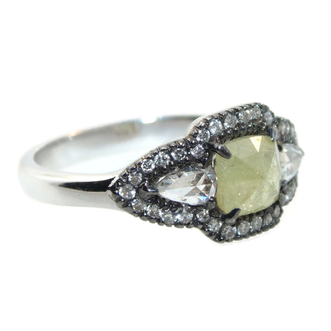 Yellow Diamond Ring in 18k White Gold