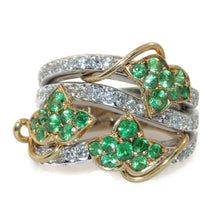 Load image into Gallery viewer, Green Tsavorite Garnet Ring with Diamond in 14k Yellow and White Gold
