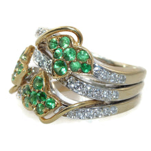 Load image into Gallery viewer, Green Tsavorite Garnet Ring with Diamond in 14k Yellow and White Gold
