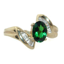 Load image into Gallery viewer, Green Tsavorite Garnet Ring with Diamond in 14k Yellow Gold
