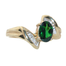 Load image into Gallery viewer, Green Tsavorite Garnet Ring with Diamond in 14k Yellow Gold
