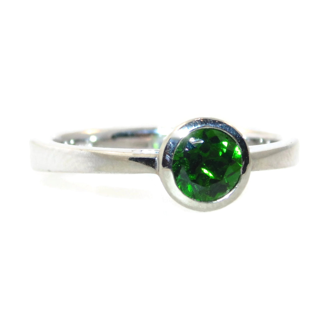 Green Tsavorite Garnet Ring in 14k White Gold