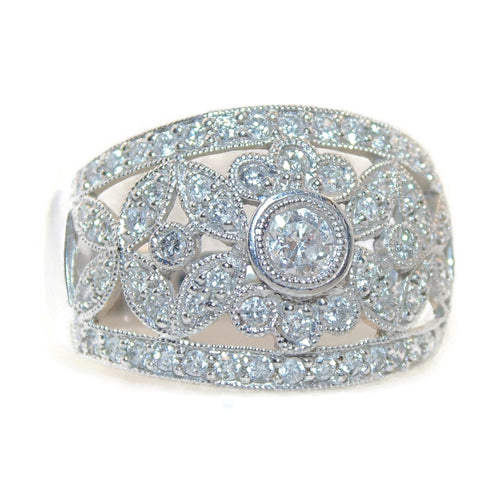 Diamond Cut Out Floral Shapes Ring