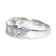 Load image into Gallery viewer, Princess cut Diamonds 14k White Gold Band Satin Finish Ring
