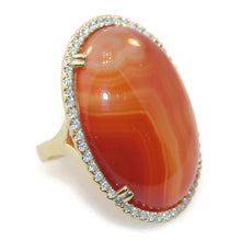 Load image into Gallery viewer, 14k Yellow Gold Carnelian Oval Stone Ring with Diamonds
