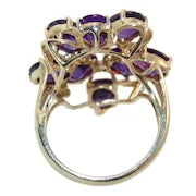 Load image into Gallery viewer, Estate Amethyst and Diamond Cluster Statement ring in 14k Yellow Gold
