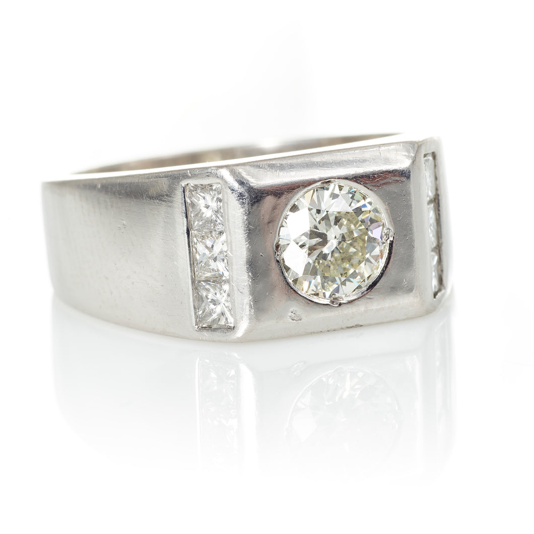 Men's Platinum Diamond Pave and Channel Set Ring