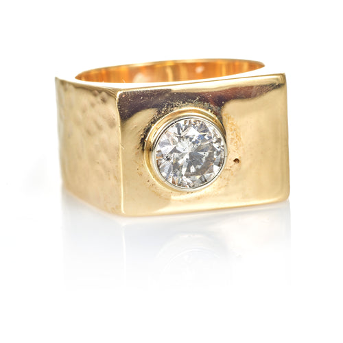 14k Yellow Gold Bezel Set Diamond Geometric Ring