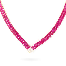 Load image into Gallery viewer, 18-Carat Princess Cut Ruby and Diamond Omega Necklace
