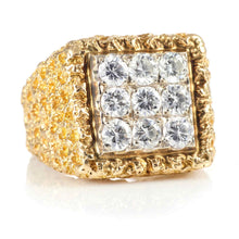 Load image into Gallery viewer, Estate Men&#39;s Squared Diamond Ring in 14k Yellow Gold
