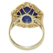 Load image into Gallery viewer, Vintage Estate Large Cabochon Lapis Lazuli Greek Keys Front Ring In 14k Yellow Gold
