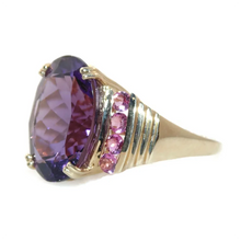 Load image into Gallery viewer, Vintage Statement Large Amethyst Ring in 14k Yellow Gold
