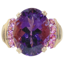 Load image into Gallery viewer, Vintage Statement Large Amethyst Ring in 14k Yellow Gold
