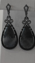 Load and play video in Gallery viewer, Custom-Made Sapphire and Diamond Dangle Earrings in 14k White Gold
