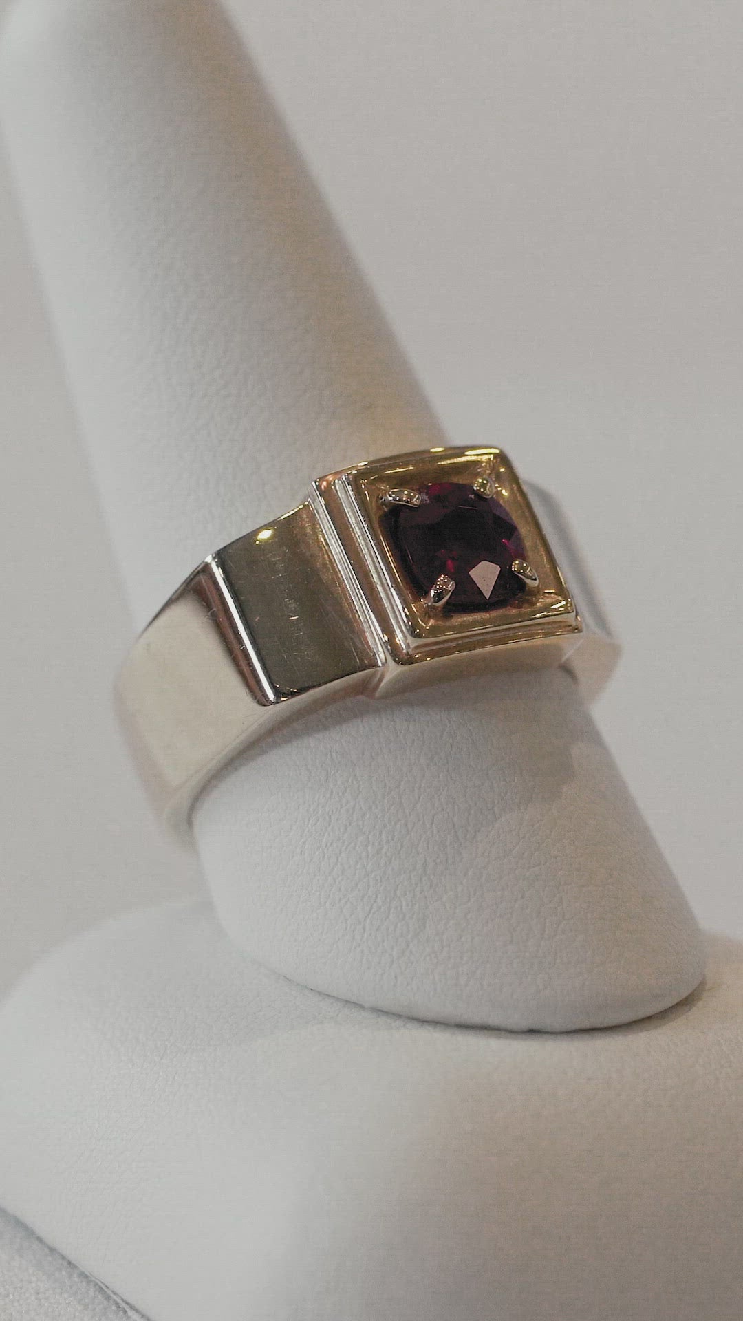 Custom Made Men Burmese Ruby Ring in 14k Yellow Gold
