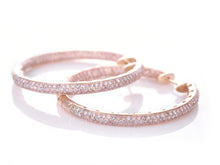 Load image into Gallery viewer, Custom-Made 14k Rose Gold Inside Outside Diamond Hoop Earrings
