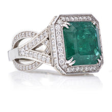 Load image into Gallery viewer, Emerald &amp; Diamond Ring in 14k White Gold
