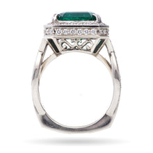 Load image into Gallery viewer, Custom-Made Emerald &amp; Diamond Ring in 14k White Gold
