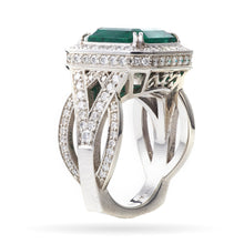 Load image into Gallery viewer, Custom-Made Emerald &amp; Diamond Ring in 14k White Gold
