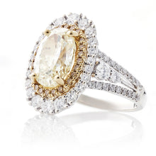 Load image into Gallery viewer, Custom-Made 3.5 carat Yellow &amp; White Diamond Ring in 14k White Gold
