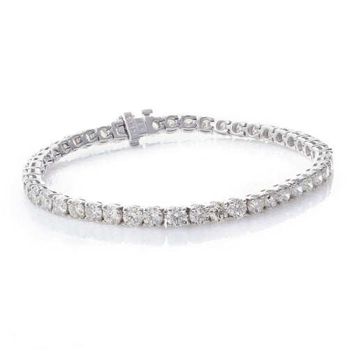 Round Cut Diamond Tennis Bracelet 9 Carats in 14k White Gold
