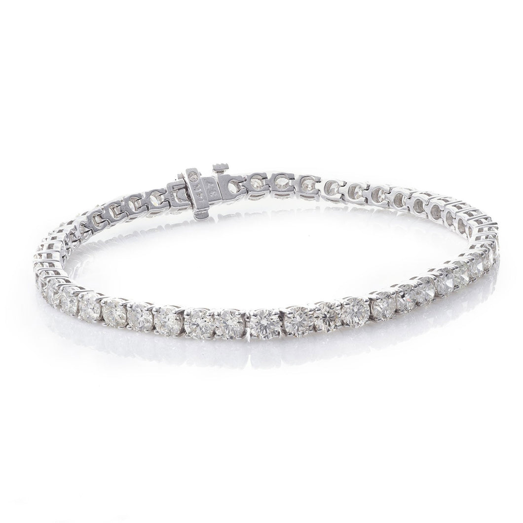 Round Cut Diamond Tennis Bracelet 9 Carats in 14k White Gold