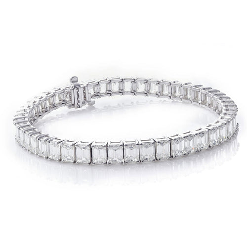 Custom-Made Emerald Cut Diamond Tennis Bracelet Ring