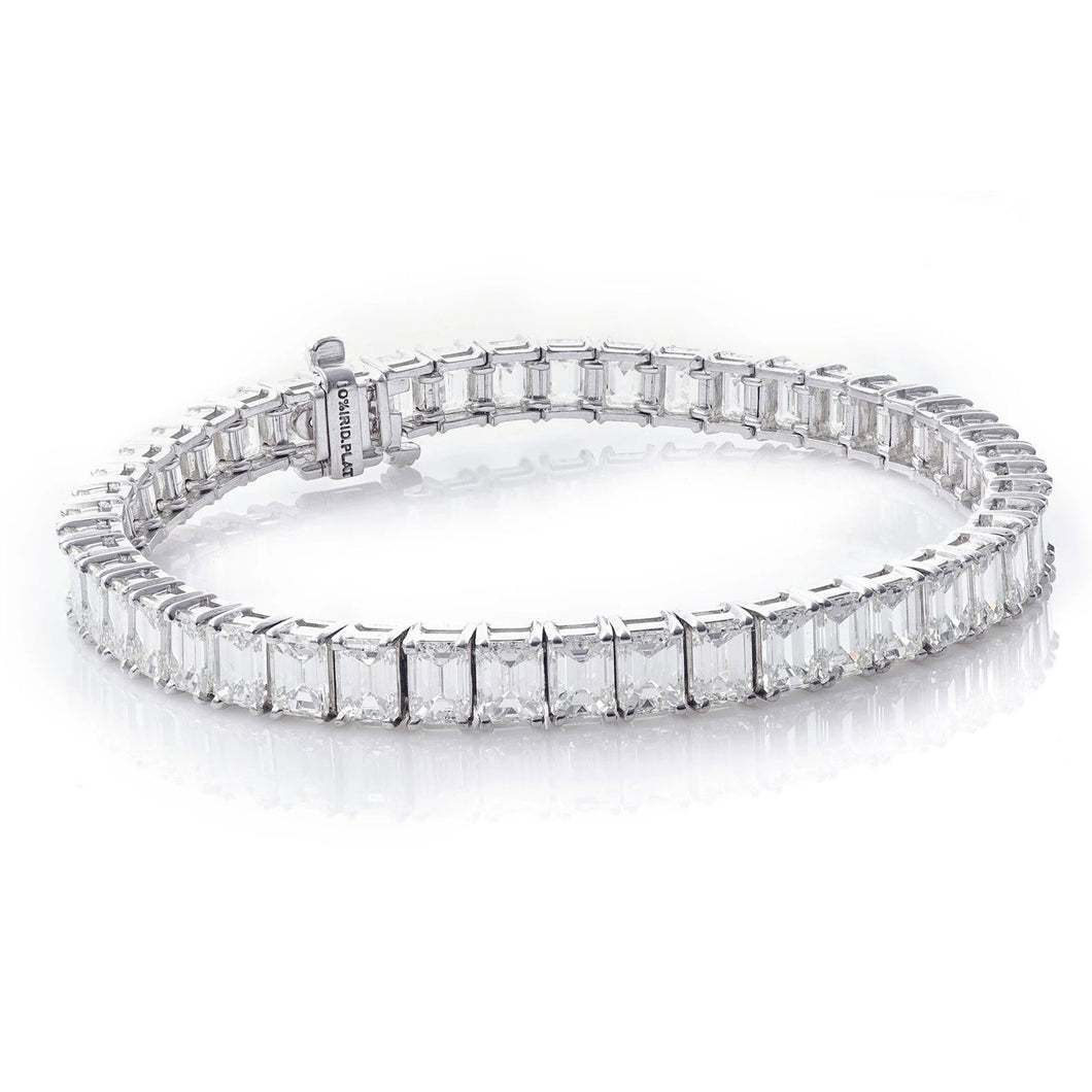 Custom-Made Emerald Cut Diamond Tennis Bracelet Ring