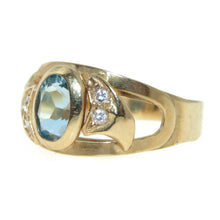 Load image into Gallery viewer, Estate Blue Topaz Diamond Ring in 14k Yellow Gold
