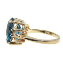 Load image into Gallery viewer, Estate 5.0 carat Blue Topaz Statement Ring in 14k Yellow Gold with Diamonds
