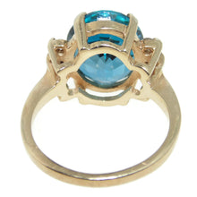 Load image into Gallery viewer, Estate 5.0 carat Blue Topaz Statement Ring in 14k Yellow Gold with Diamonds
