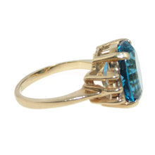 Load image into Gallery viewer, Estate 5.0 carat Blue Topaz Statement Ring in 14k Yellow Gold with Diamonds
