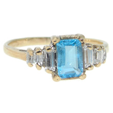 Load image into Gallery viewer, Estate Blue Topaz Dainty Ring in 14k Yellow Gold

