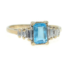 Load image into Gallery viewer, Estate Blue Topaz Dainty Ring in 14k Yellow Gold

