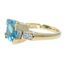 Load image into Gallery viewer, Estate 3.0 carat Blue Topaz Statement Ring in 14k Yellow Gold with Diamonds
