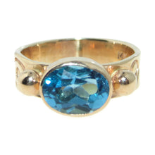 Load image into Gallery viewer, Oval Estate Blue Topaz Ring in 14k Yellow Gold Online
