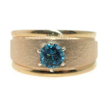 Load image into Gallery viewer, Estate Blue Topaz Wide Ring in 14k Yellow Gold
