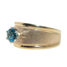 Load image into Gallery viewer, Estate Blue Topaz Wide Ring in 14k Yellow Gold
