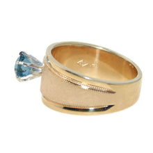 Load image into Gallery viewer, Estate Blue Topaz Wide Ring in 14k Yellow Gold
