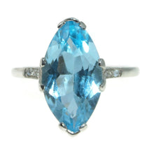 Load image into Gallery viewer, Vintage 7.0 carat Blue Marquise Topaz Statement Ring in Platinum
