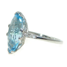 Load image into Gallery viewer, Vintage 7.0 carat Blue Marquise Topaz Statement Ring in Platinum

