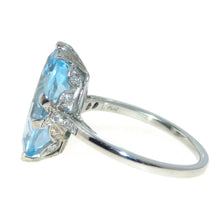 Load image into Gallery viewer, Vintage 7.0 carat Blue Marquise Topaz Statement Ring in Platinum
