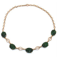 Load image into Gallery viewer, Vintage Jade Carved Floral Front Necklace in 14k Yellow Gold
